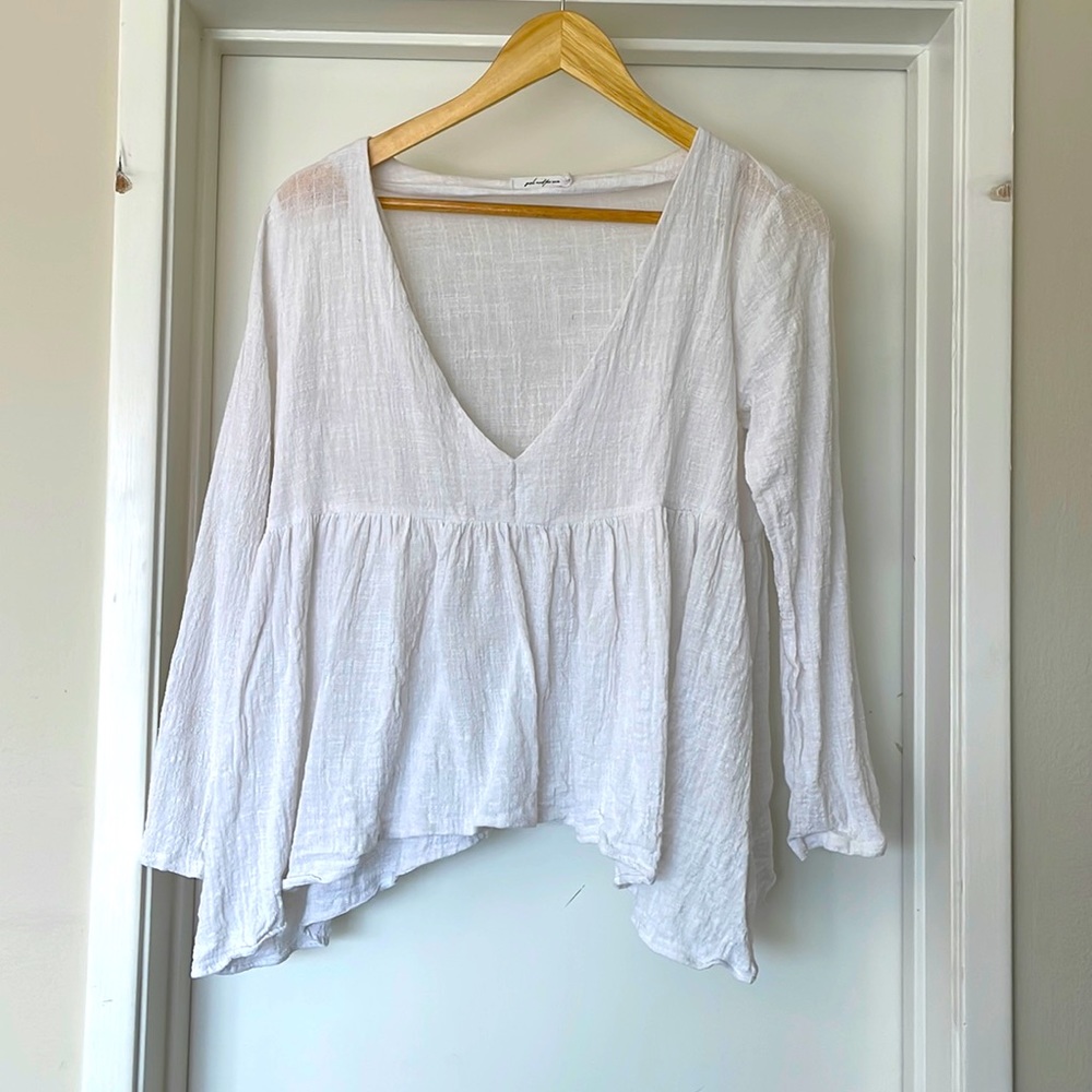 Pedal + pup - white flow long sleet shirt